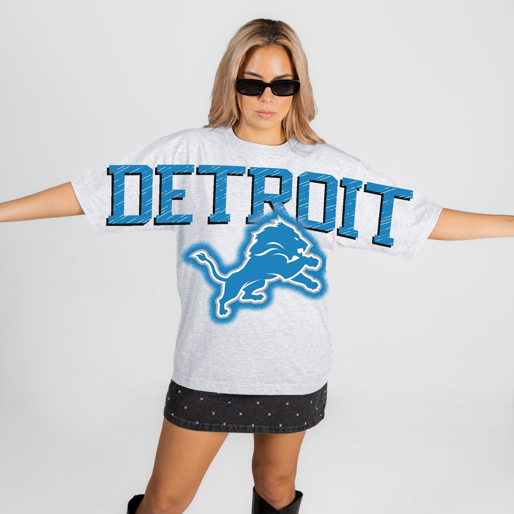 DETROIT LIONS DRIP CULTURE RELAXED FIT CREWNECK TEE