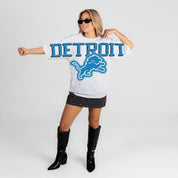 DETROIT LIONS DRIP CULTURE RELAXED FIT CREWNECK TEE