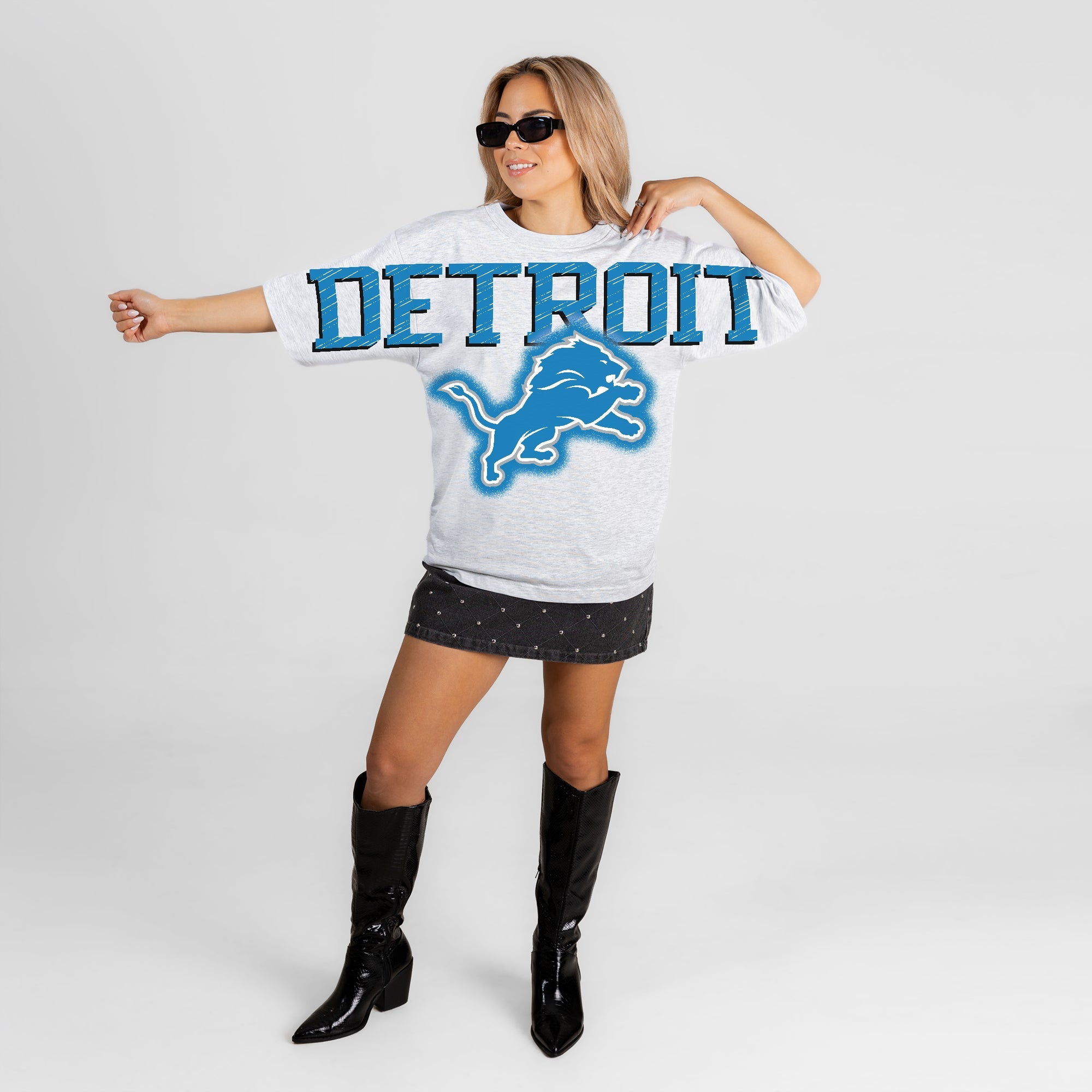 DETROIT LIONS DRIP CULTURE RELAXED FIT CREWNECK TEE