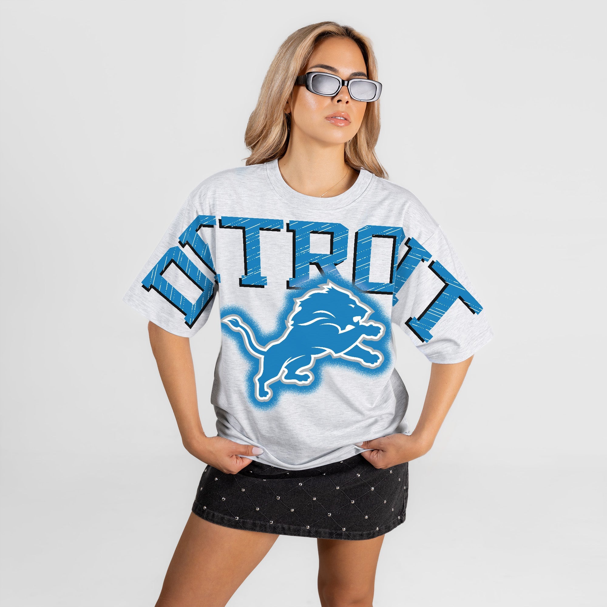 DETROIT LIONS DRIP CULTURE RELAXED FIT CREWNECK TEE