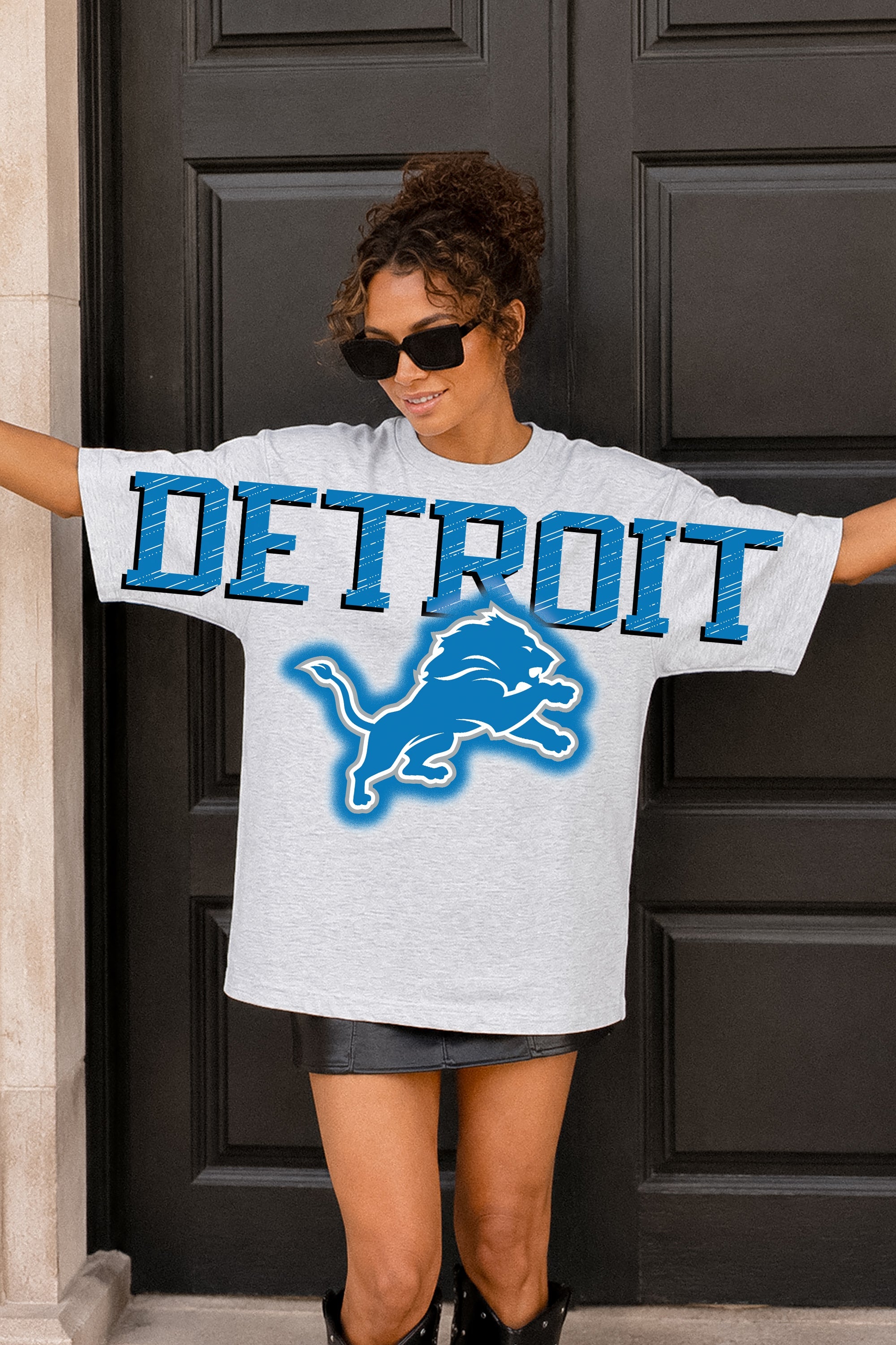 DETROIT LIONS DRIP CULTURE RELAXED FIT CREWNECK TEE