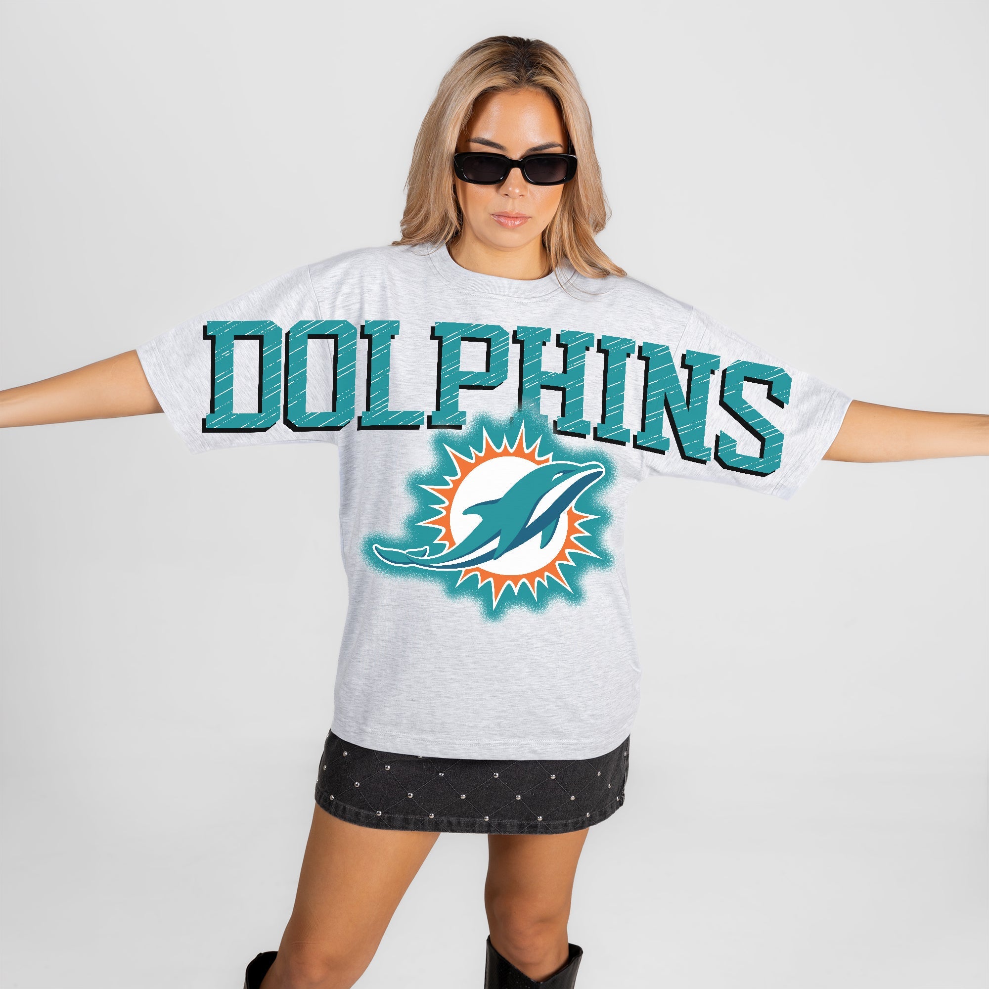 MIAMI DOLPHINS DRIP CULTURE RELAXED FIT CREWNECK TEE
