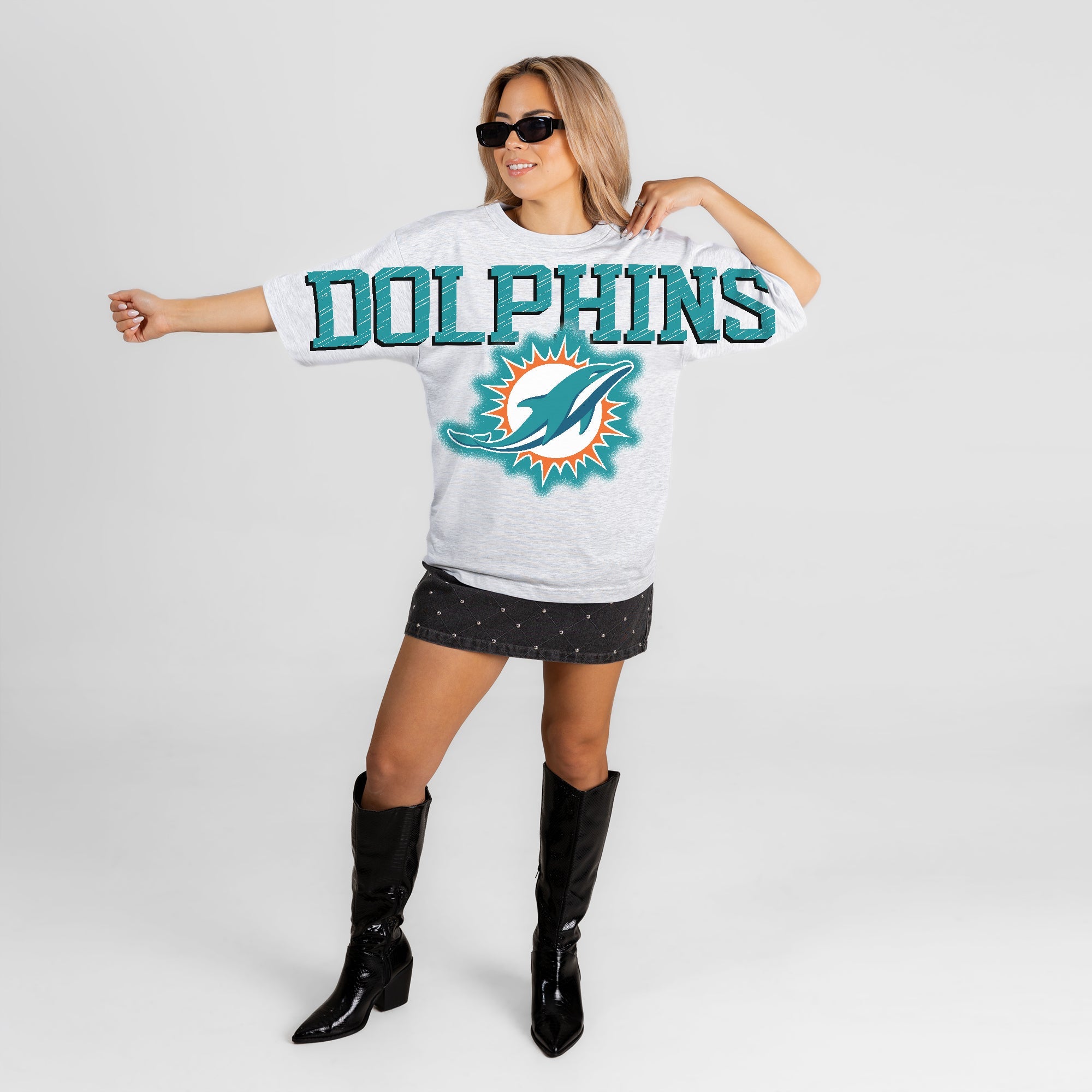 MIAMI DOLPHINS DRIP CULTURE RELAXED FIT CREWNECK TEE