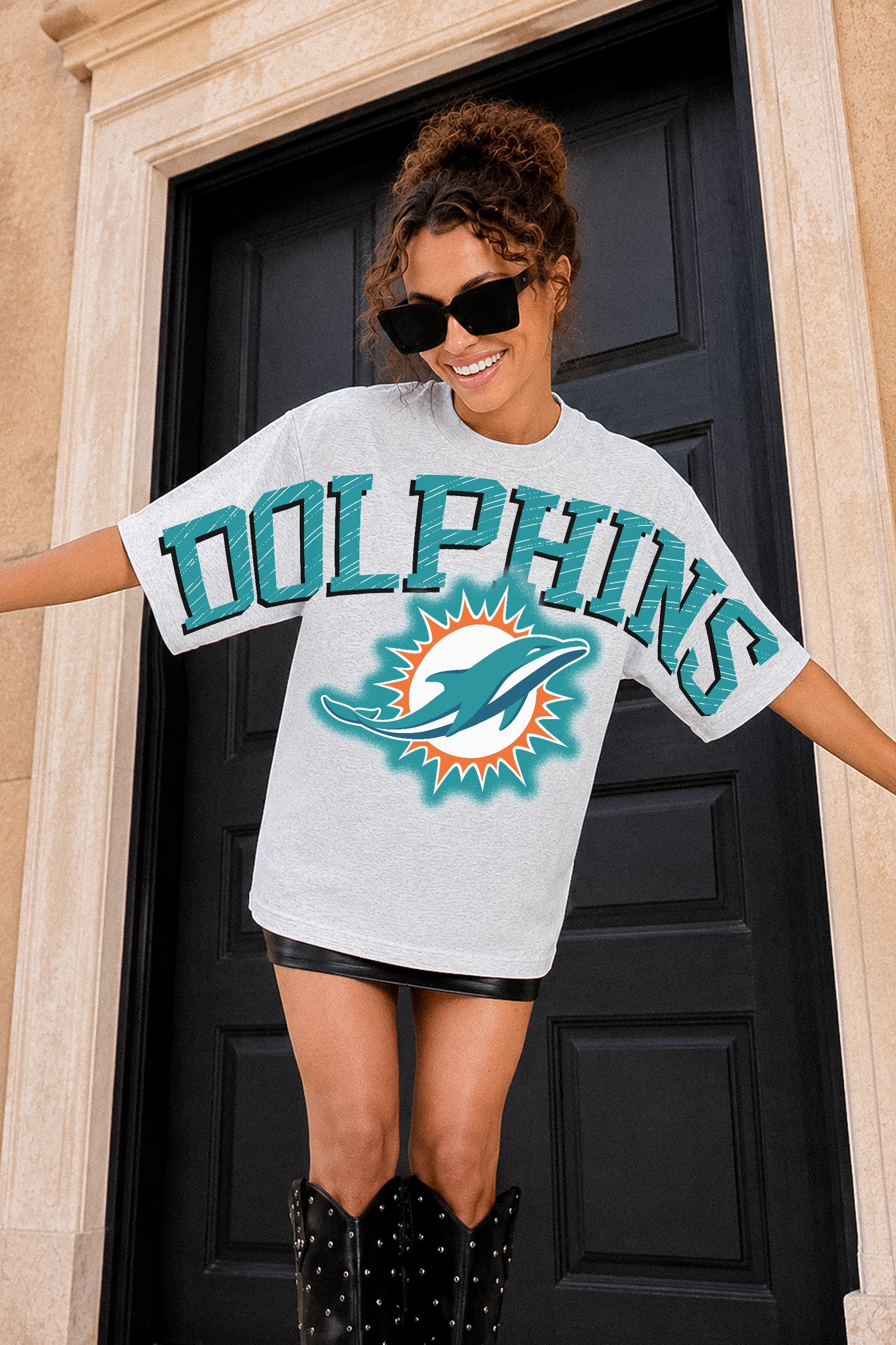 MIAMI DOLPHINS DRIP CULTURE RELAXED FIT CREWNECK TEE