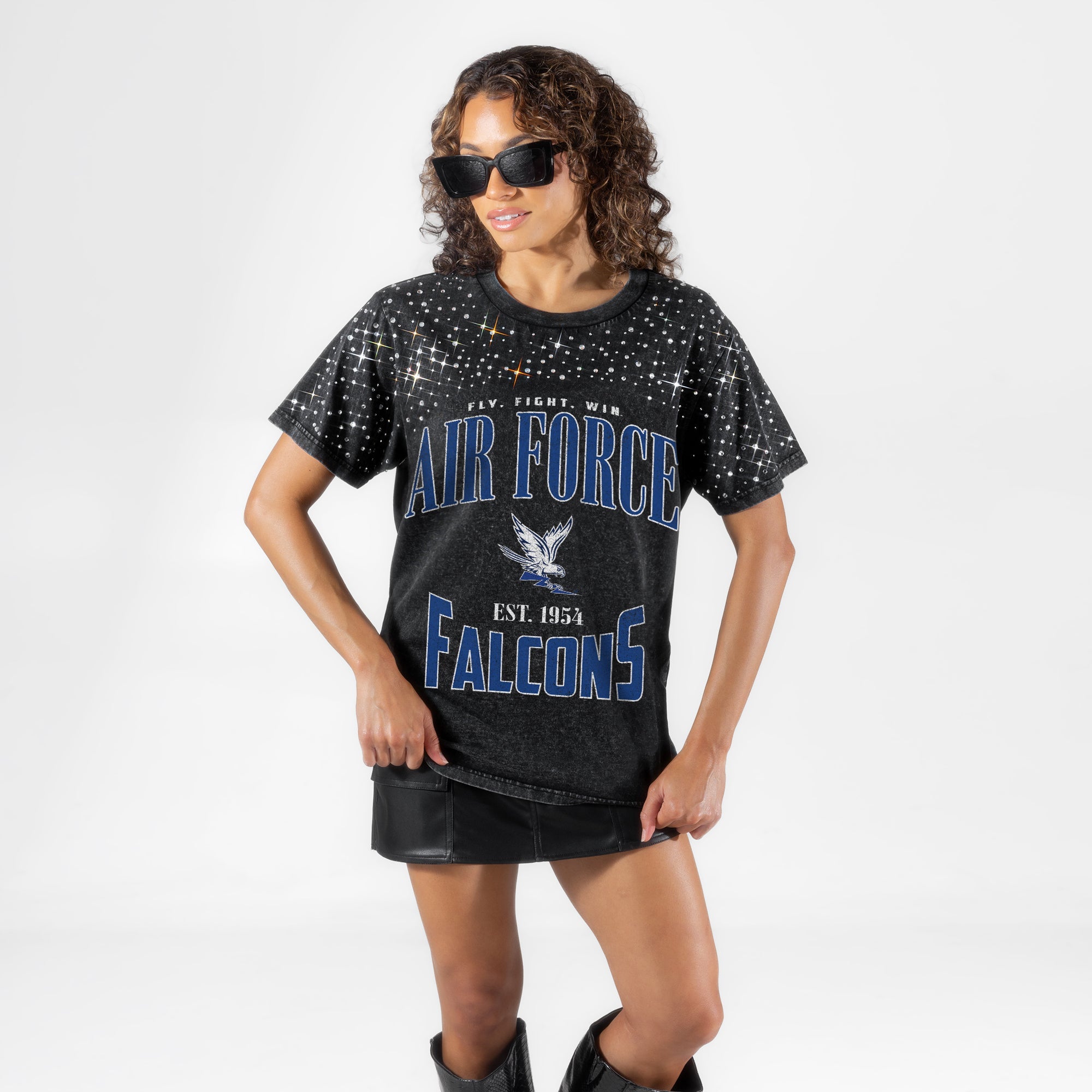 AIR FORCE FALCONS IN THE ZONE VINTAGE WASH RHINESTONE TEE