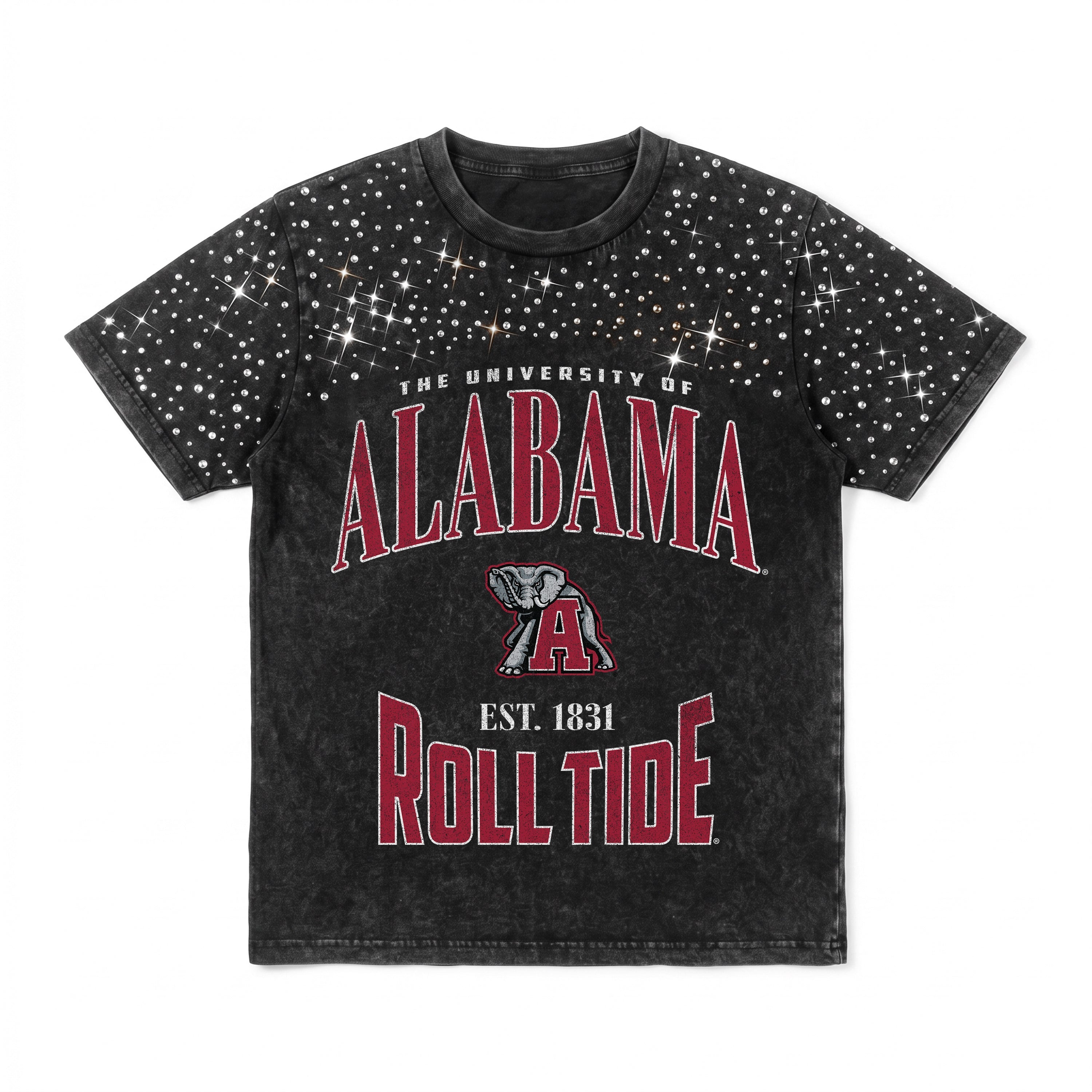 ALABAMA CRIMSON TIDE IN THE ZONE VINTAGE WASH RHINESTONE TEE