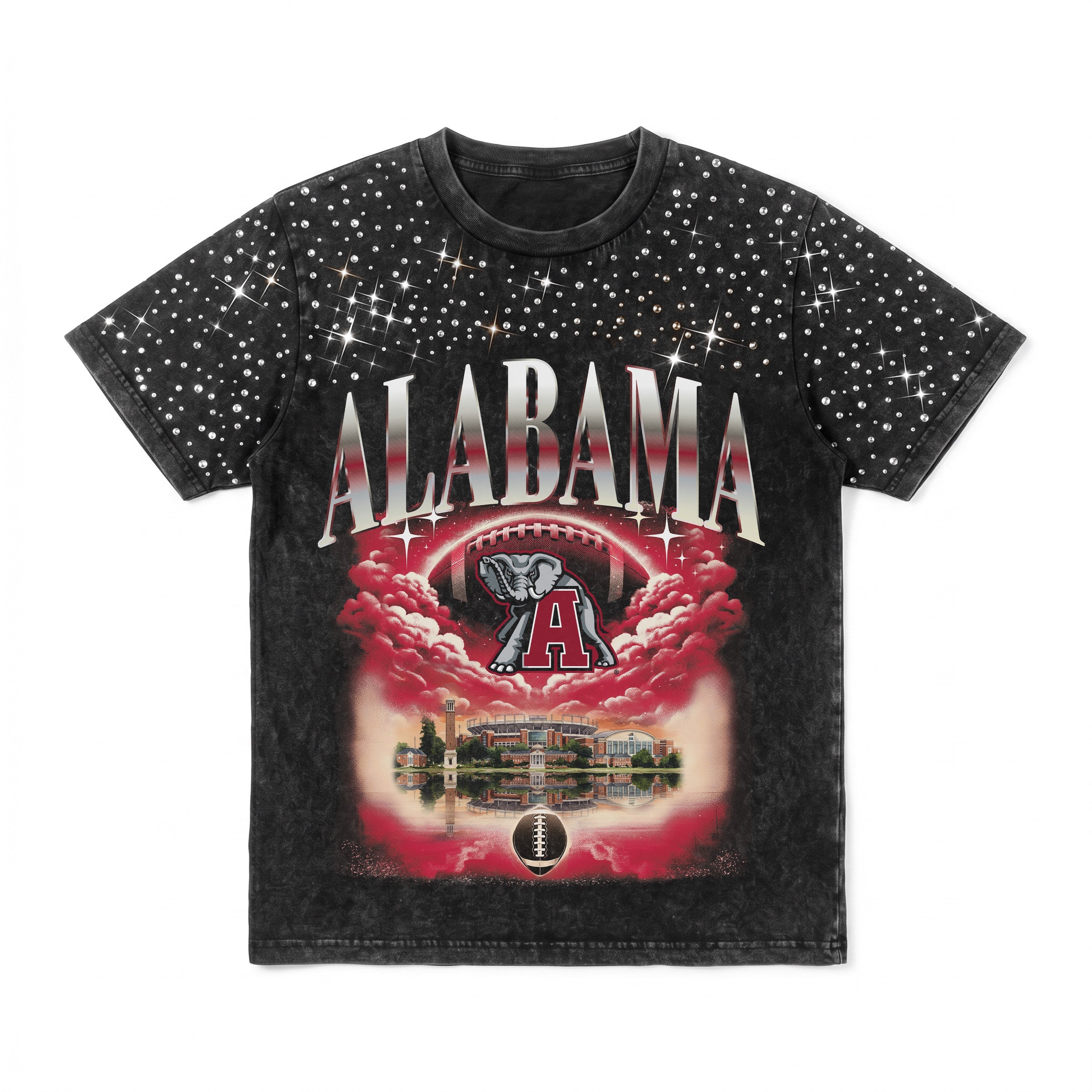 ALABAMA CRIMSON TIDE DREAM BIG VINTAGE WASH RHINESTONE TEE