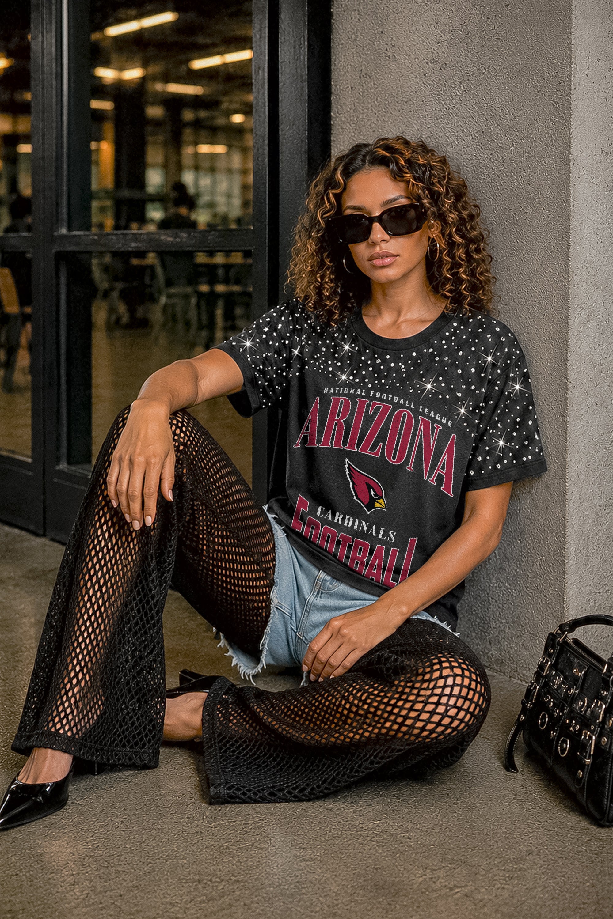 ARIZONA CARDINALS IN THE ZONE VINTAGE WASH RHINESTONE TEE