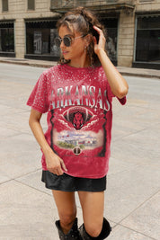 ARKANSAS RAZORBACKS SKY'S THE LIMIT VINTAGE WASH RHINESTONE TEE
