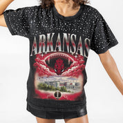 ARKANSAS RAZORBACKS DREAM BIG VINTAGE WASH RHINESTONE TEE