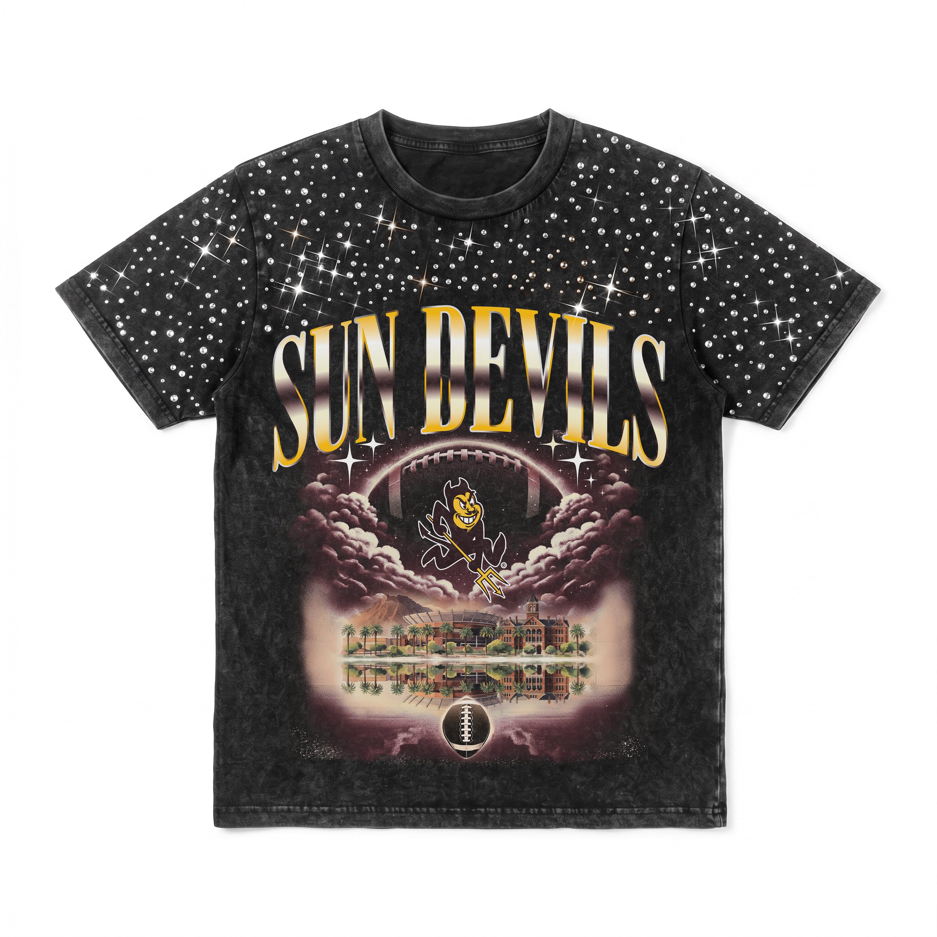 ARIZONA STATE SUN DEVILS SKY'S THE LIMIT VINTAGE WASH RHINESTONE TEE