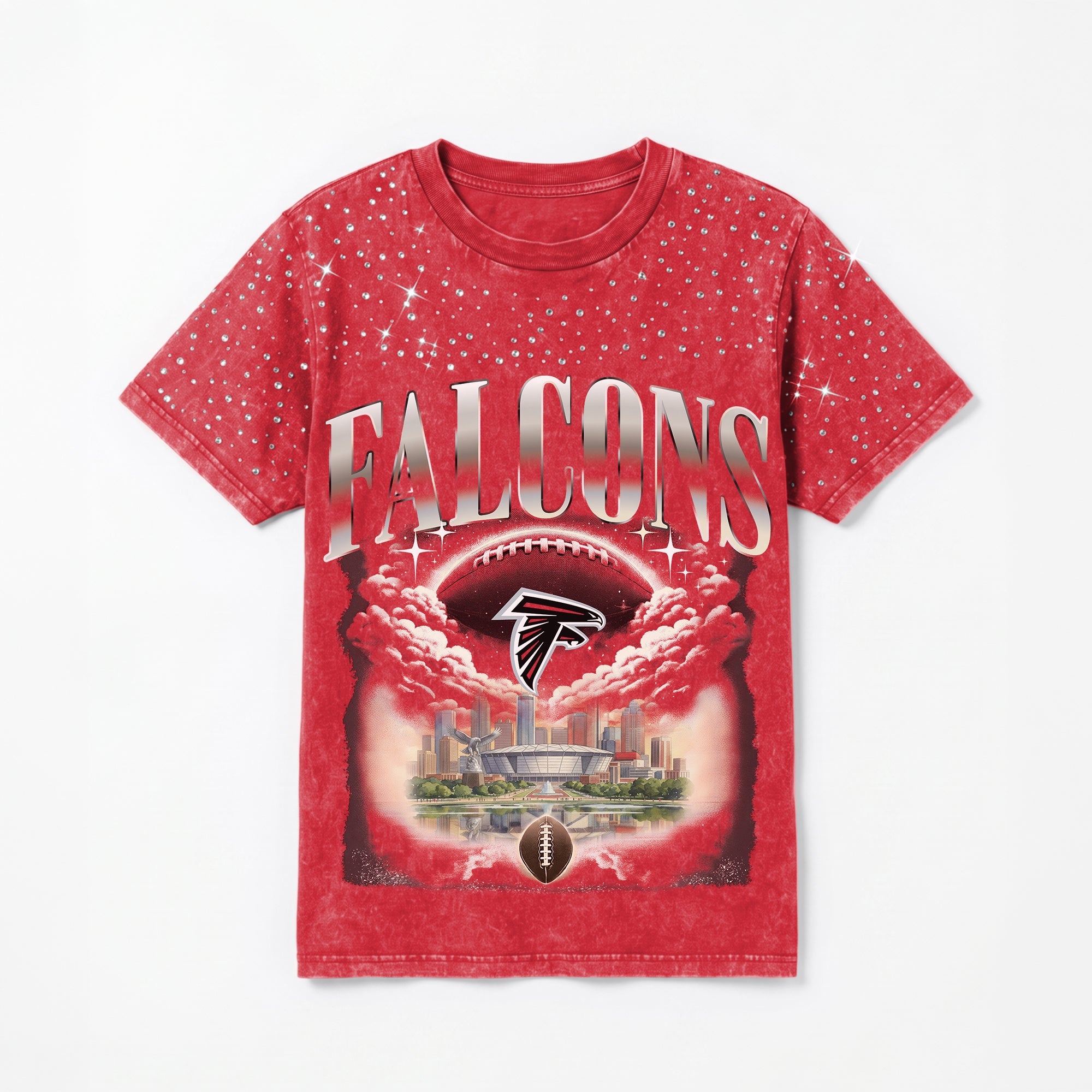 ATLANTA FALCONS SKY'S THE LIMIT VINTAGE WASH RHINESTONE TEE