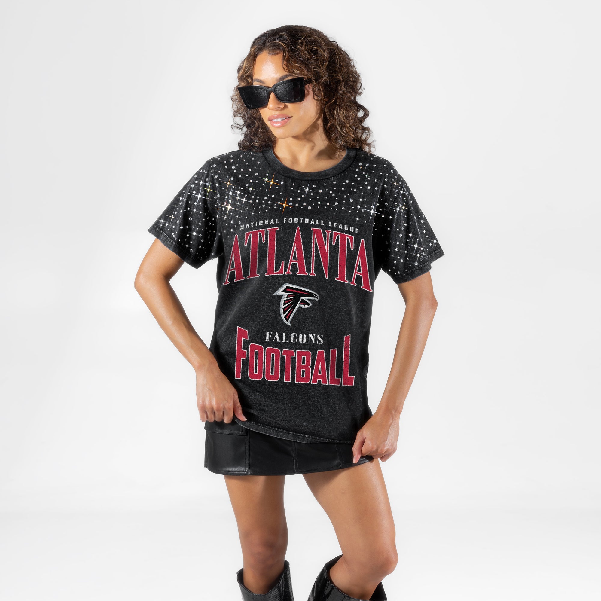 ATLANTA FALCONS IN THE ZONE VINTAGE WASH RHINESTONE TEE
