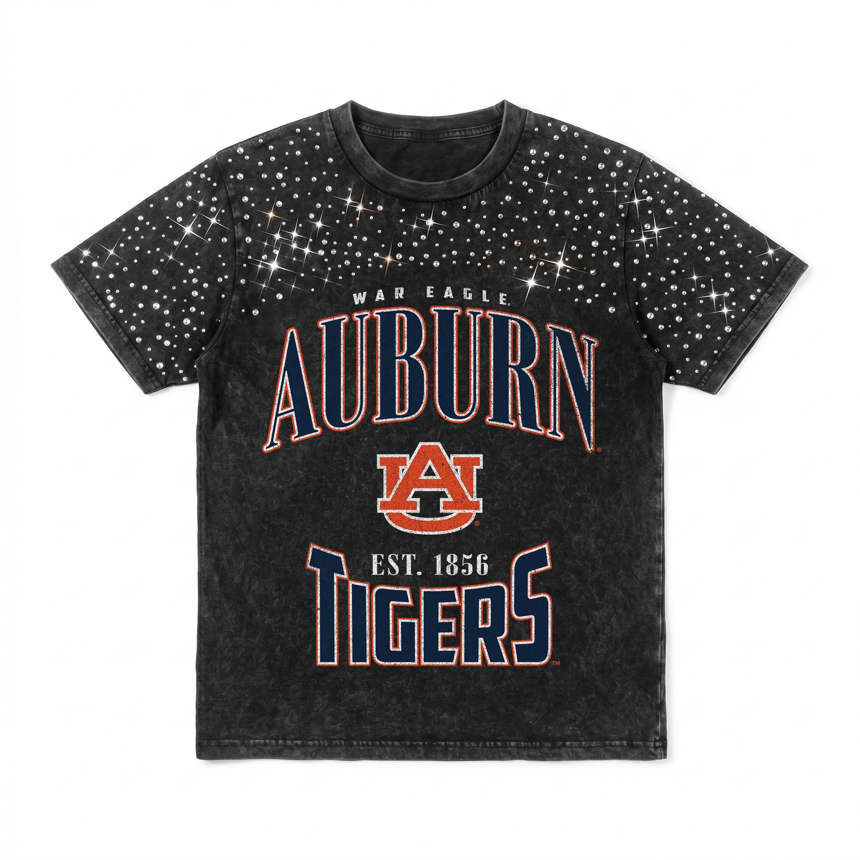 AUBURN TIGERS IN THE ZONE VINTAGE WASH RHINESTONE TEE