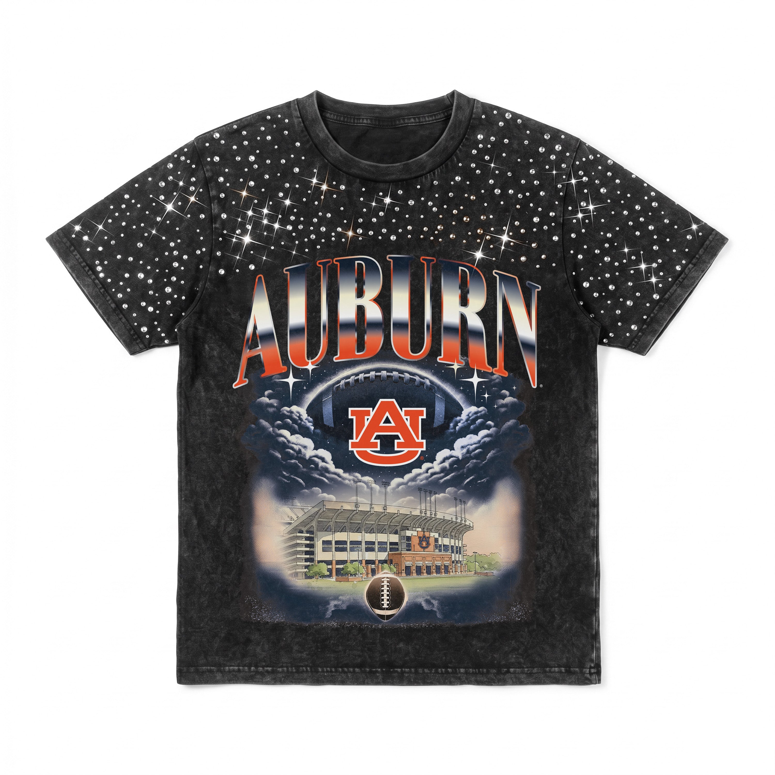 AUBURN TIGERS DREAM BIG VINTAGE WASH RHINESTONE TEE