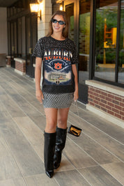 AUBURN TIGERS DREAM BIG VINTAGE WASH RHINESTONE TEE