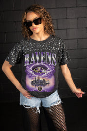 BALTIMORE RAVENS SKY'S THE LIMIT VINTAGE WASH RHINESTONE TEE