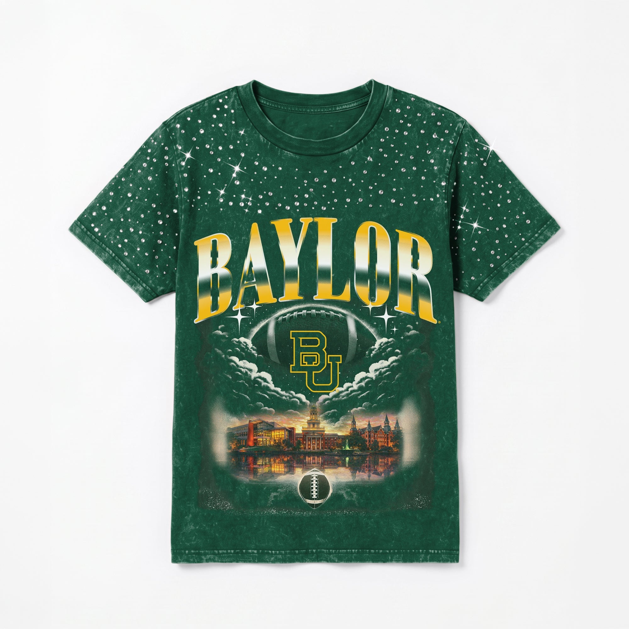 BAYLOR BEARS SKY'S THE LIMIT VINTAGE WASH RHINESTONE TEE