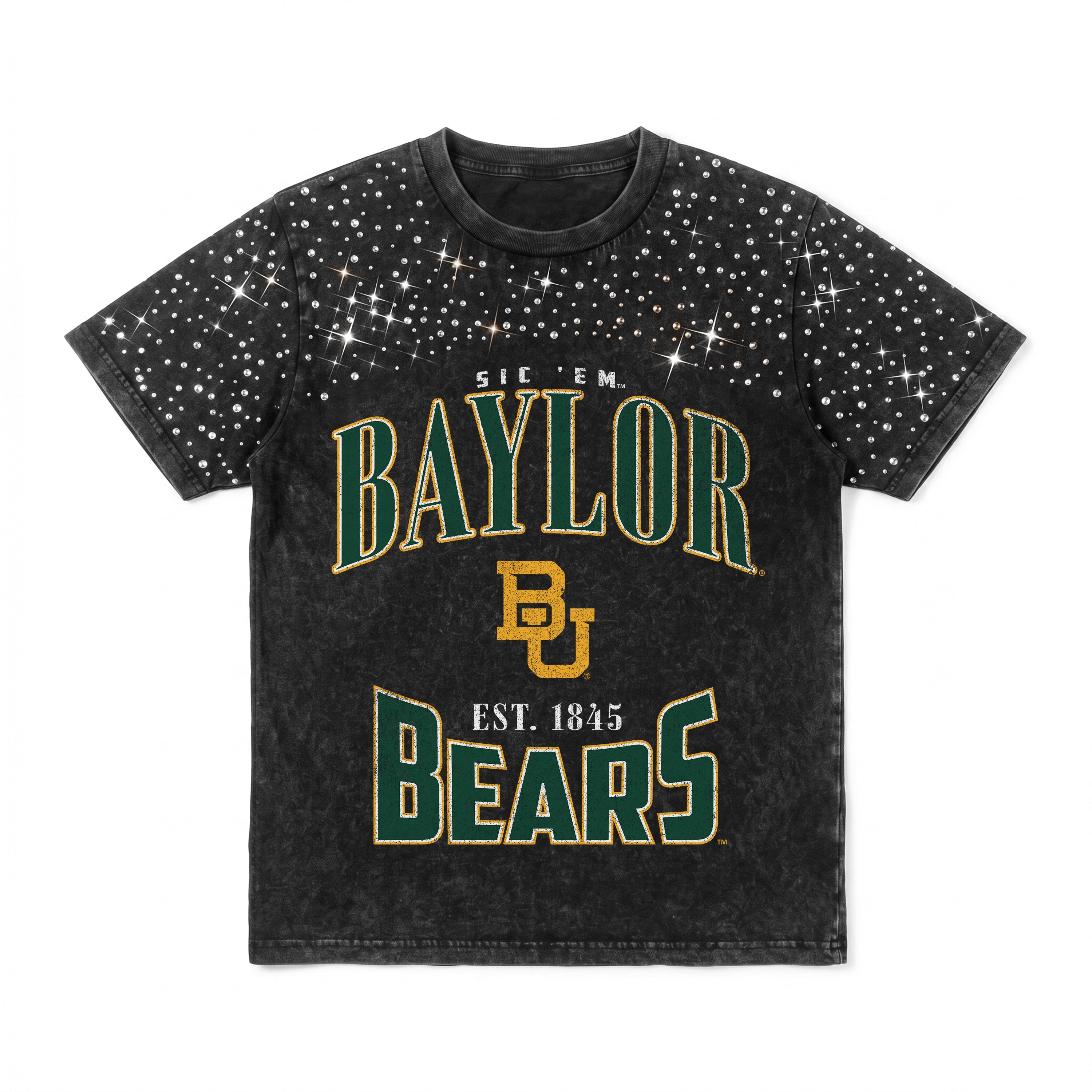 BAYLOR BEARS IN THE ZONE VINTAGE WASH RHINESTONE TEE