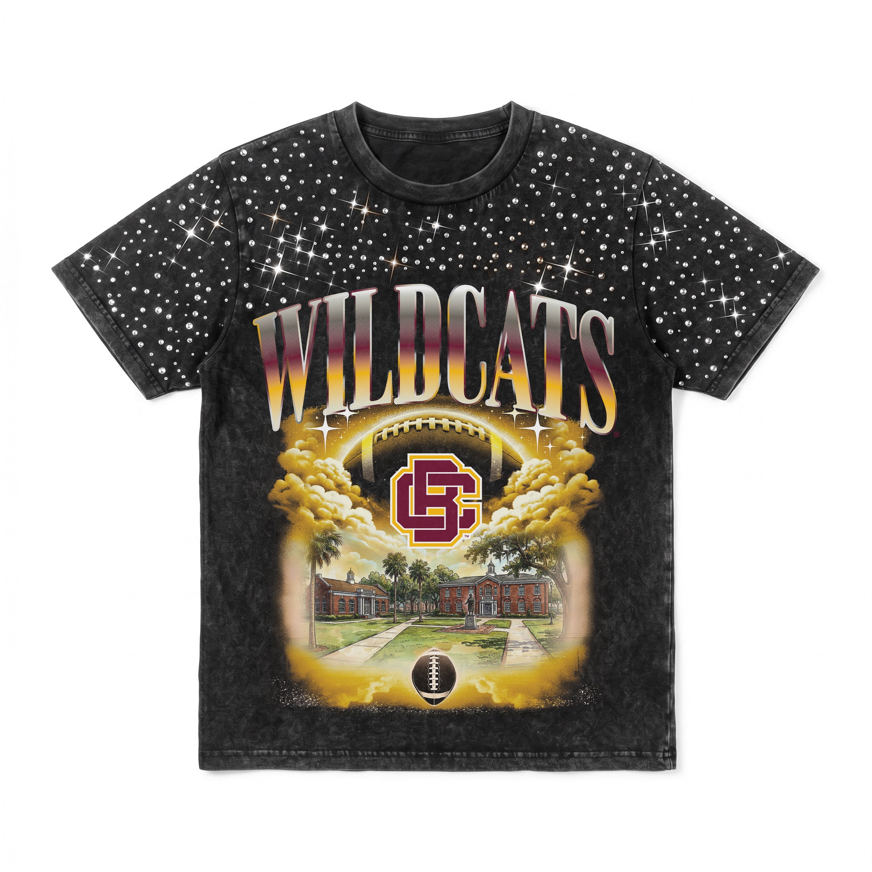 BETHUNE-COOKMAN WILDCATS SKY'S THE LIMIT VINTAGE WASH RHINESTONE TEE