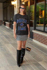 BOISE STATE BRONCOS IN THE ZONE VINTAGE WASH RHINESTONE TEE