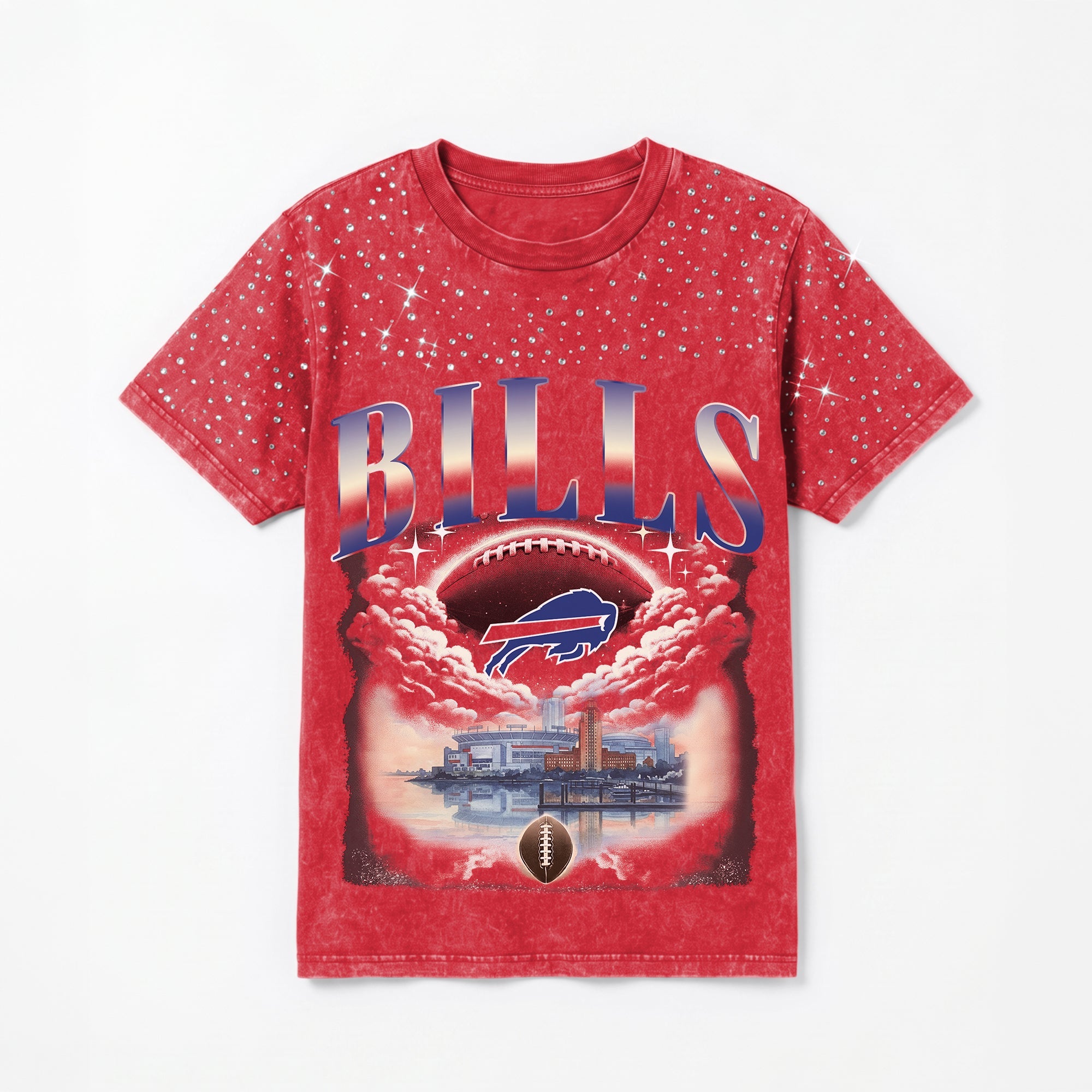 BUFFALO BILLS SKY'S THE LIMIT VINTAGE WASH RHINESTONE TEE