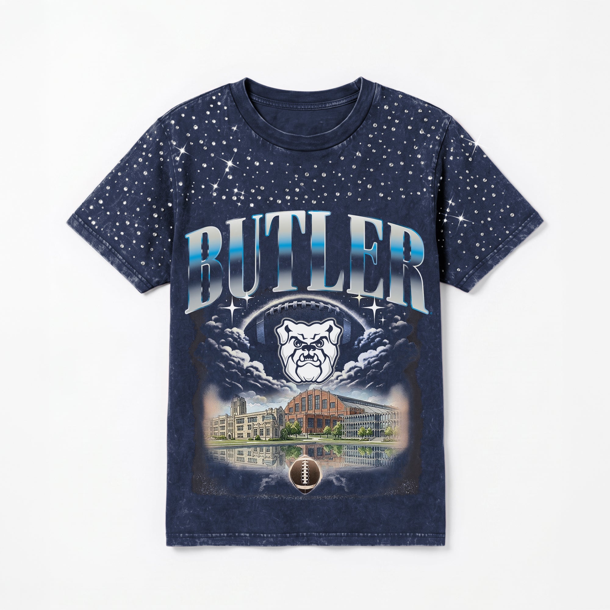 BUTLER BULLDOGS SKY'S THE LIMIT VINTAGE WASH RHINESTONE TEE
