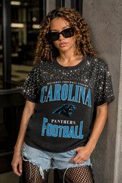 CAROLINA PANTHERS IN THE ZONE VINTAGE WASH RHINESTONE TEE