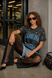 CAROLINA PANTHERS IN THE ZONE VINTAGE WASH RHINESTONE TEE