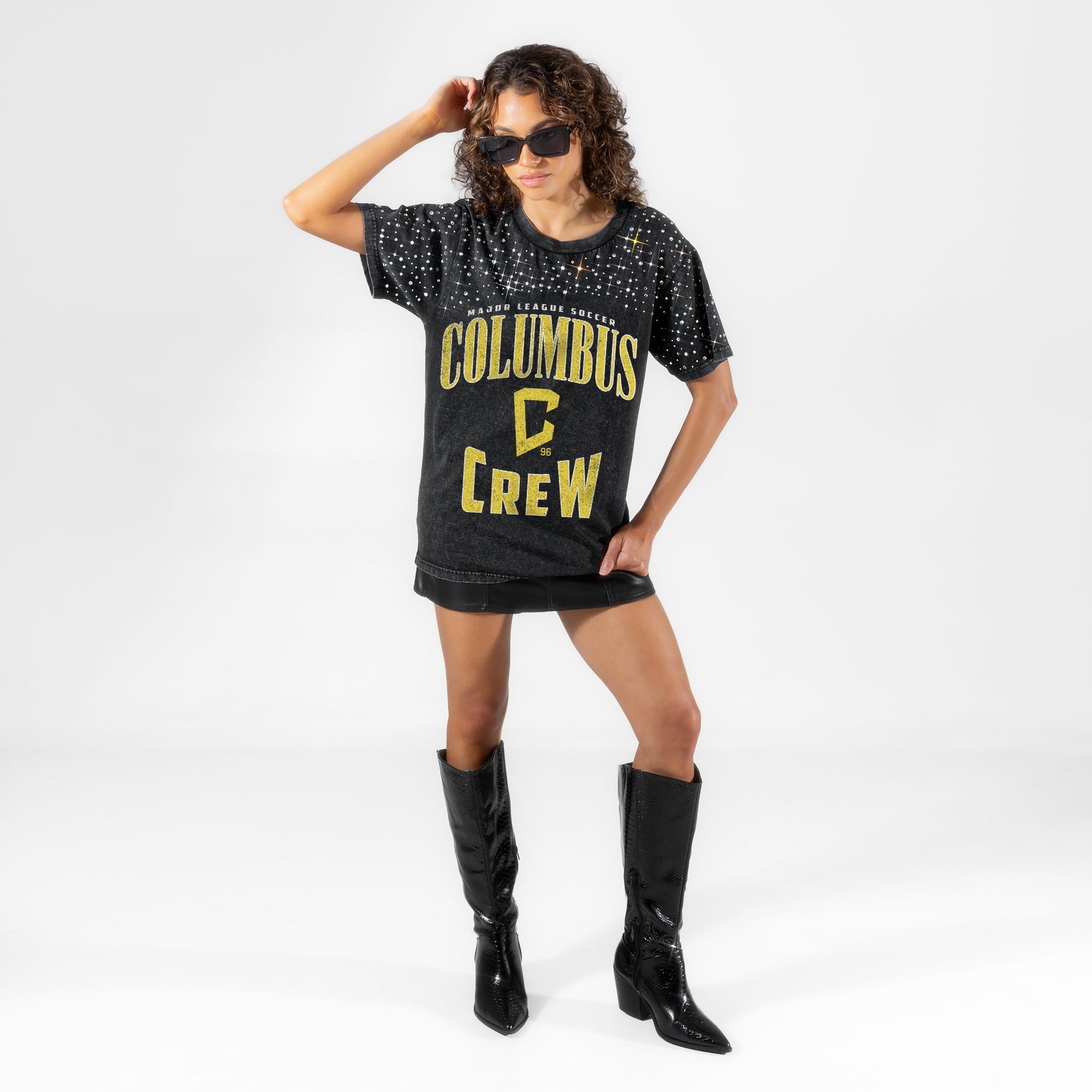 COLUMBUS CREW SC IN THE ZONE VINTAGE WASH RHINESTONE TEE