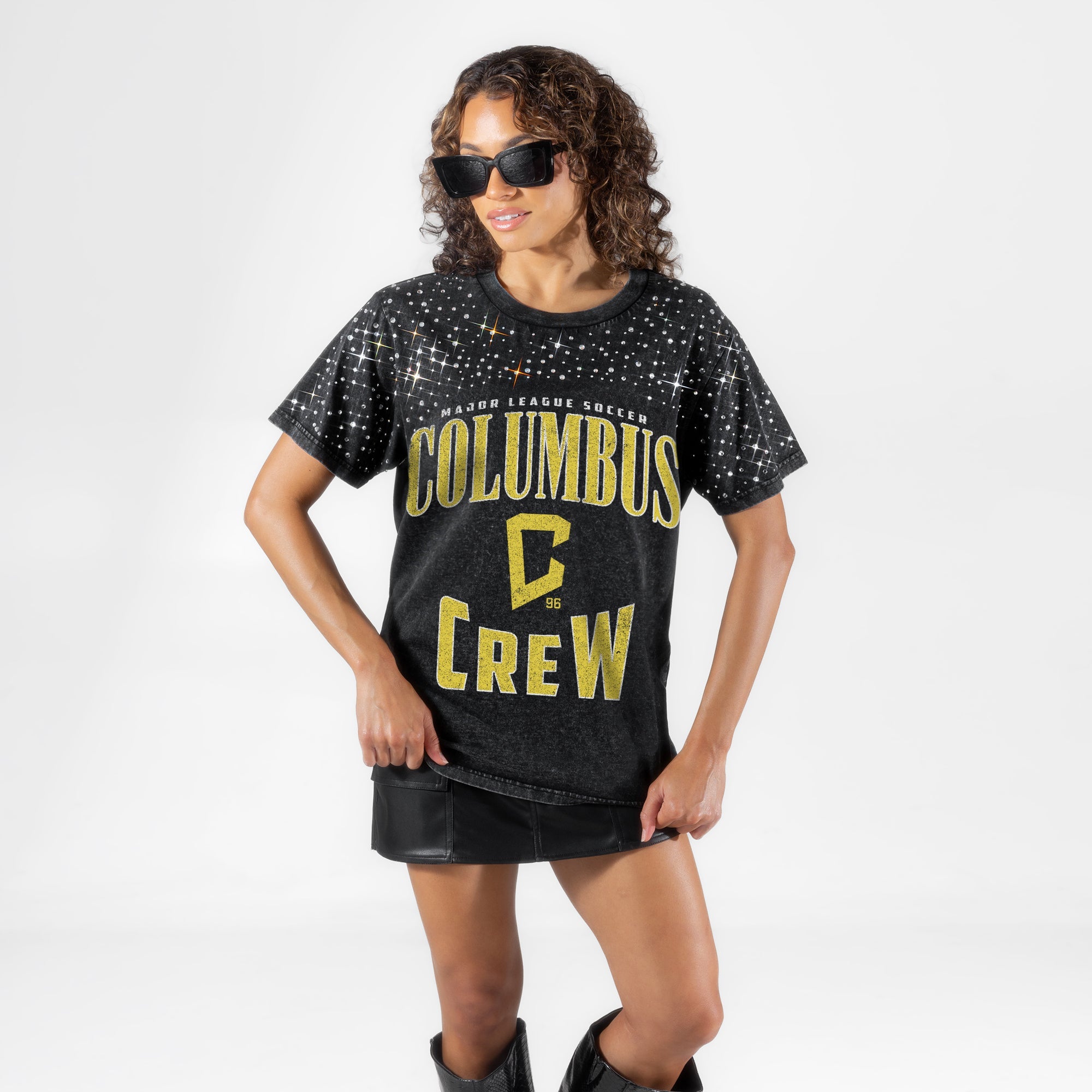 COLUMBUS CREW SC IN THE ZONE VINTAGE WASH RHINESTONE TEE