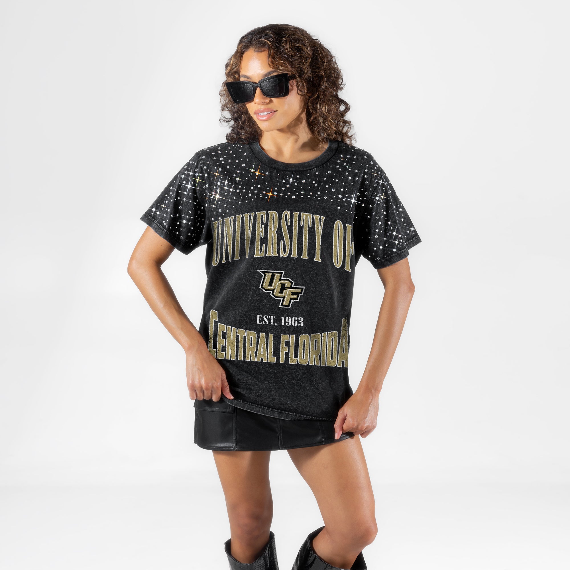 CENTRAL FLORIDA KNIGHTS IN THE ZONE VINTAGE WASH RHINESTONE TEE