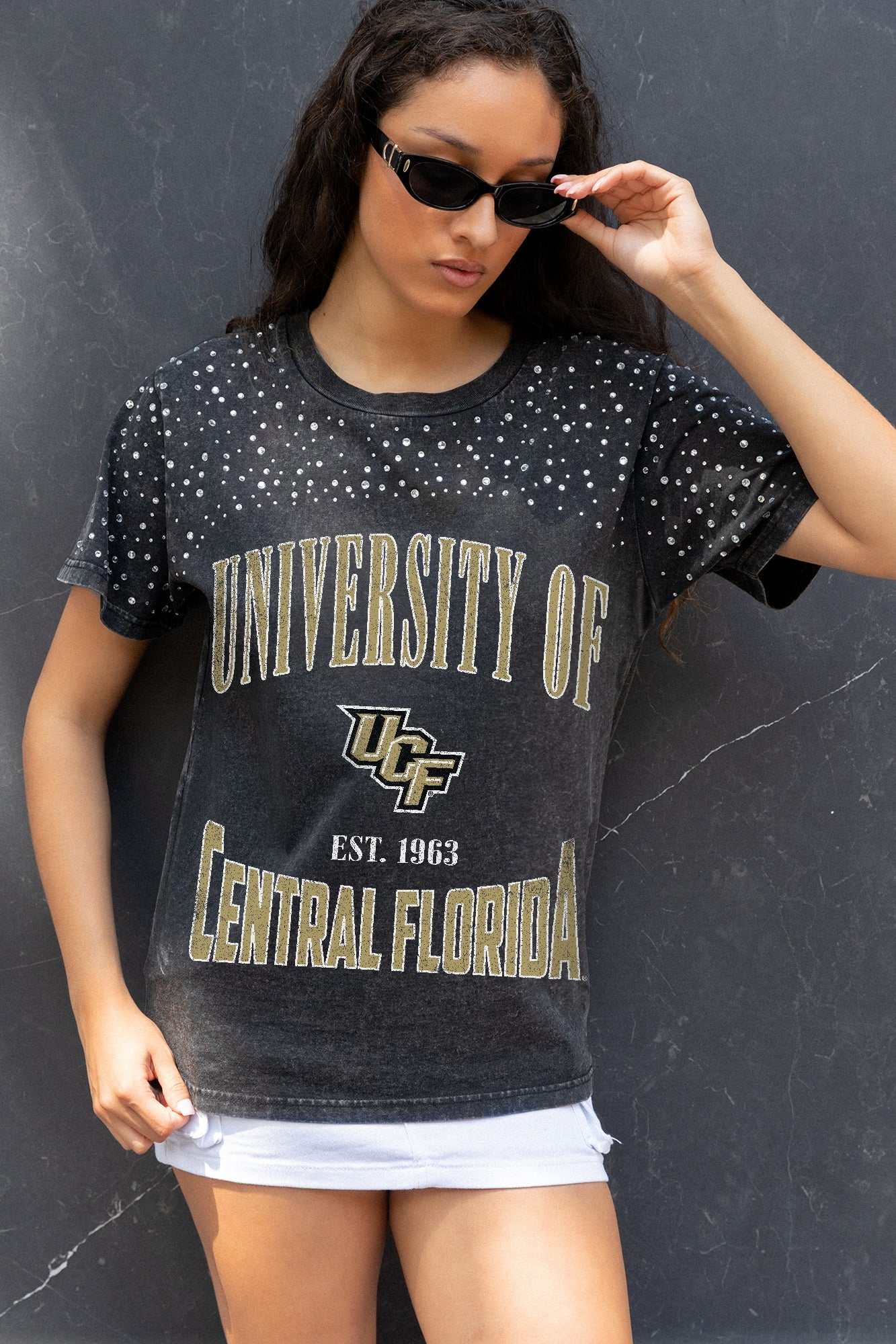 CENTRAL FLORIDA KNIGHTS IN THE ZONE VINTAGE WASH RHINESTONE TEE