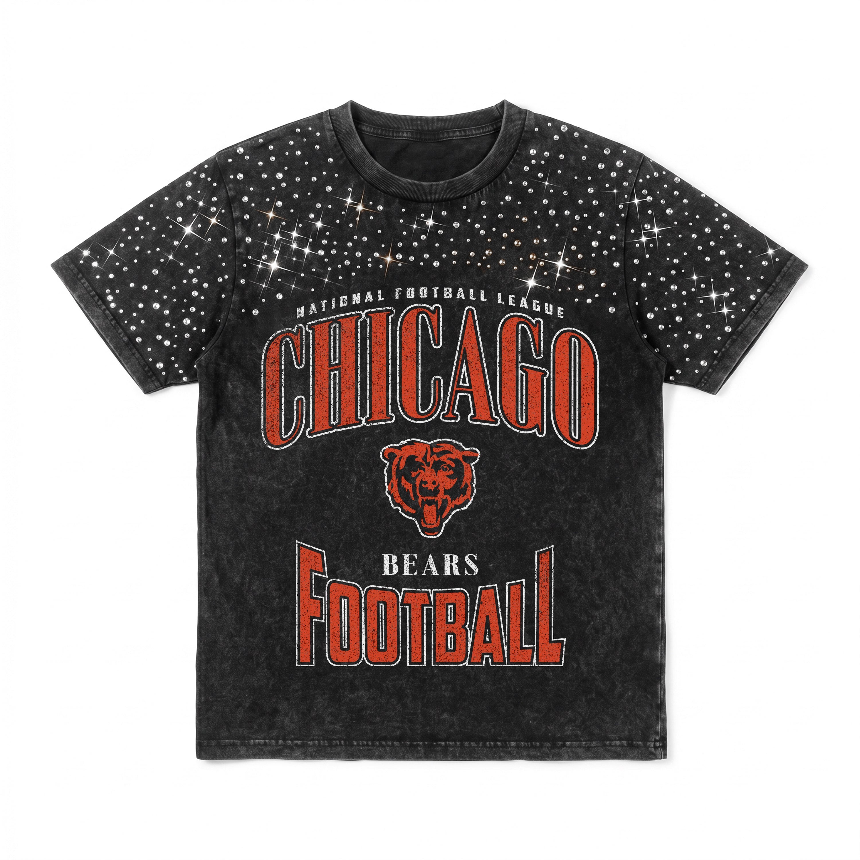 CHICAGO BEARS IN THE ZONE VINTAGE WASH RHINESTONE TEE