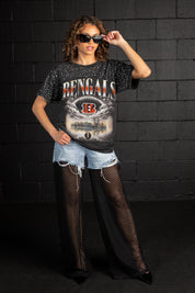 CINCINNATI BENGALS SKY'S THE LIMIT VINTAGE WASH RHINESTONE TEE