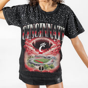 CINCINNATI BEARCATS SKY'S THE LIMIT VINTAGE WASH RHINESTONE TEE
