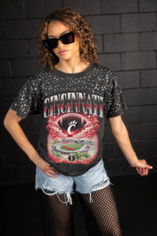 CINCINNATI BEARCATS SKY'S THE LIMIT VINTAGE WASH RHINESTONE TEE