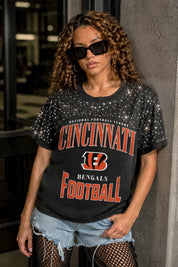 CINCINNATI BENGALS IN THE ZONE VINTAGE WASH RHINESTONE TEE