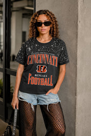 CINCINNATI BENGALS IN THE ZONE VINTAGE WASH RHINESTONE TEE