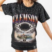CLEMSON TIGERS SKY'S THE LIMIT VINTAGE WASH RHINESTONE TEE