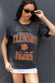 CLEMSON TIGERS IN THE ZONE VINTAGE WASH RHINESTONE TEE