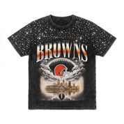CLEVELAND BROWNS SKY'S THE LIMIT VINTAGE WASH RHINESTONE TEE