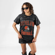 CLEVELAND BROWNS IN THE ZONE VINTAGE WASH RHINESTONE TEE