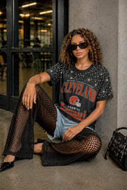 CLEVELAND BROWNS IN THE ZONE VINTAGE WASH RHINESTONE TEE