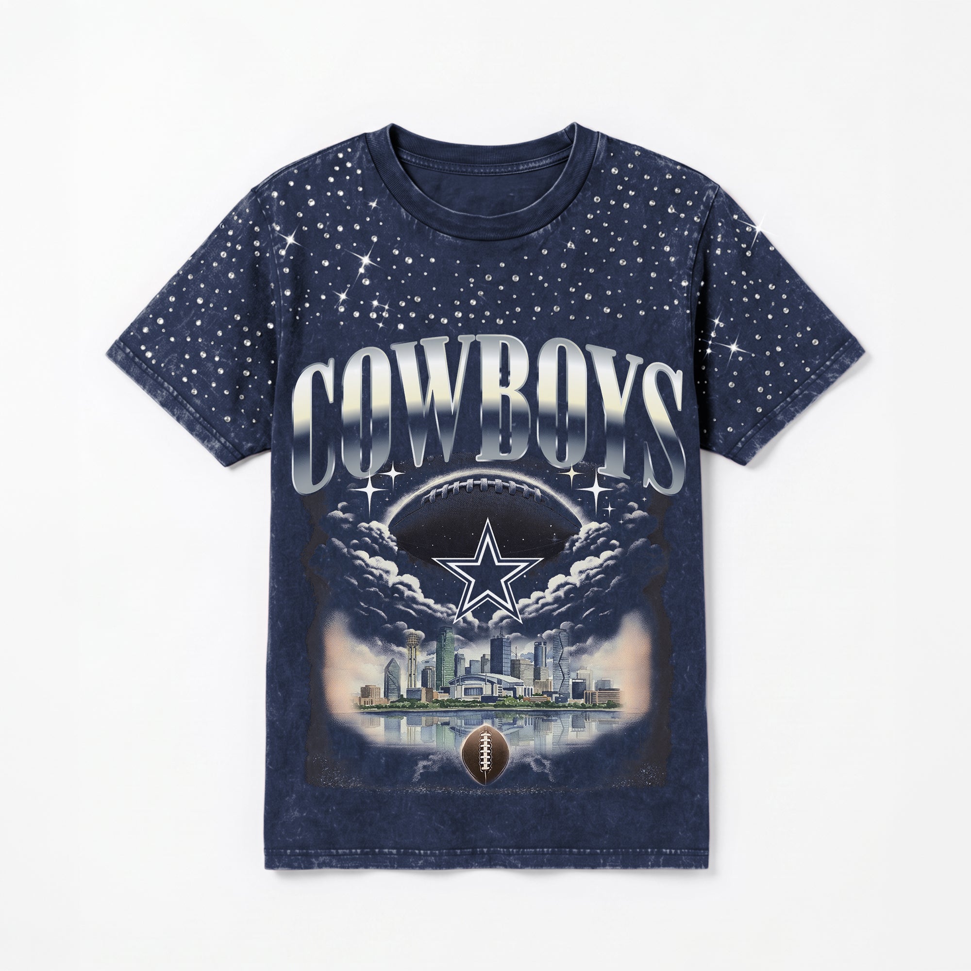 DALLAS COWBOYS SKY'S THE LIMIT VINTAGE WASH RHINESTONE TEE