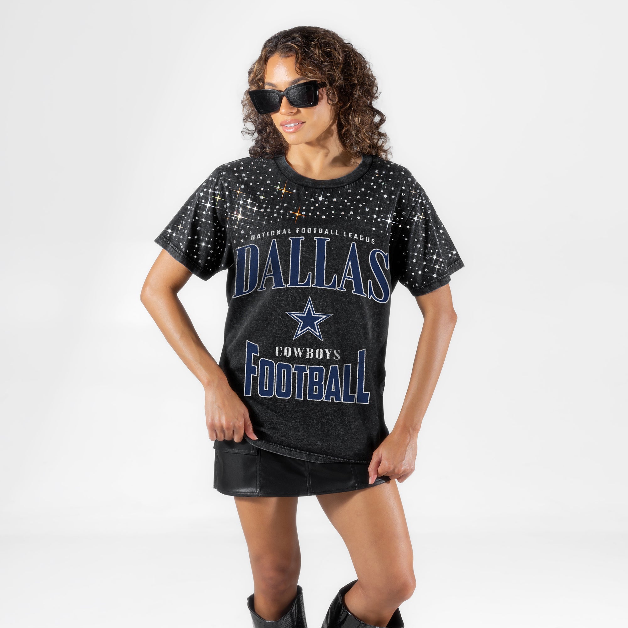 DALLAS COWBOYS IN THE ZONE VINTAGE WASH RHINESTONE TEE