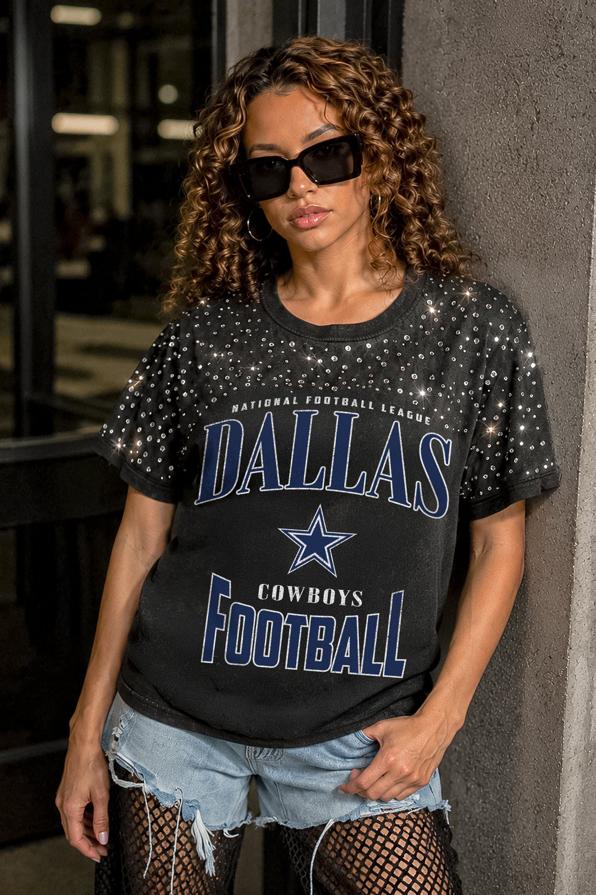 DALLAS COWBOYS IN THE ZONE VINTAGE WASH RHINESTONE TEE