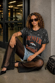 DENVER BRONCOS IN THE ZONE VINTAGE WASH RHINESTONE TEE