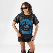 DETROIT LIONS IN THE ZONE VINTAGE WASH RHINESTONE TEE
