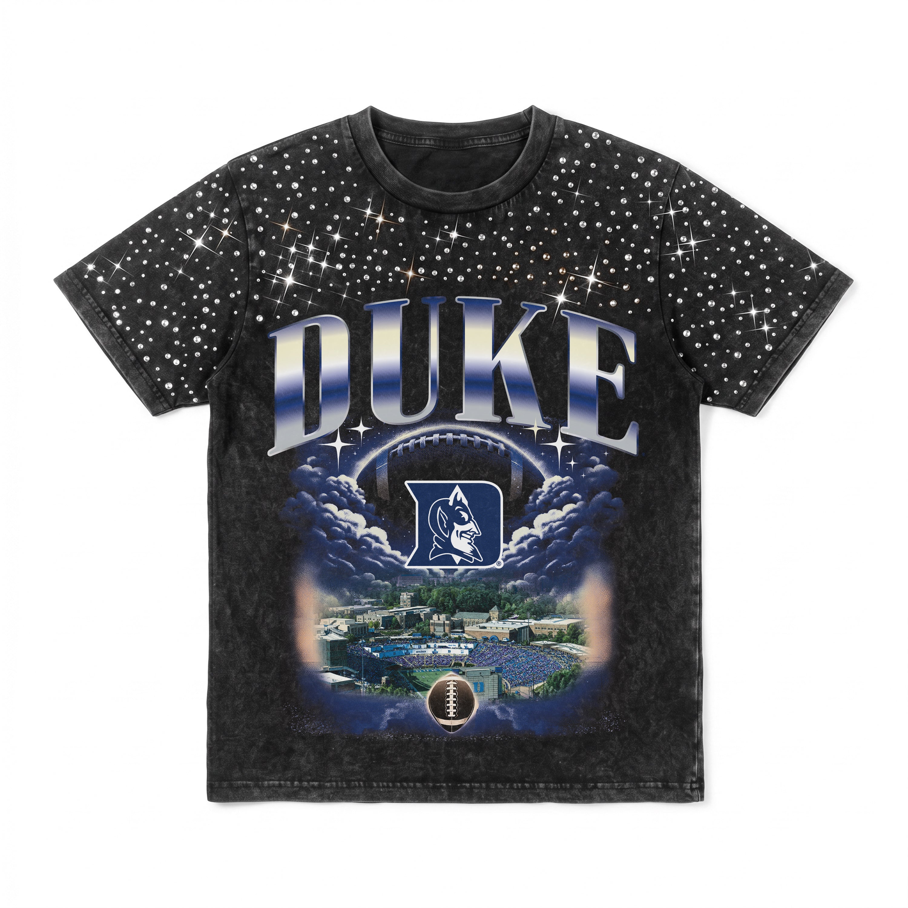 DUKE BLUE DEVILS SKY'S THE LIMIT VINTAGE WASH RHINESTONE TEE